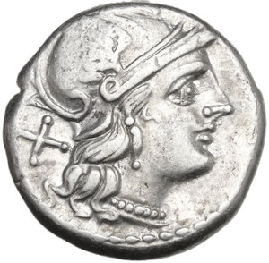 obverse: Anonymous. Denarius, uncertain Spanish mint (?), 160 BC