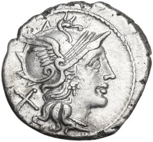 obverse: C. Scribonius. AR Denarius, 154 BC