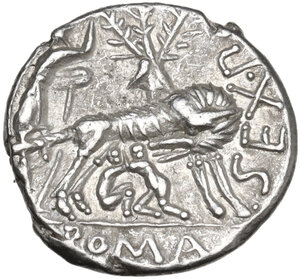 reverse: Sex. Pompeius Fostlus.. AR Denarius, 137 BC