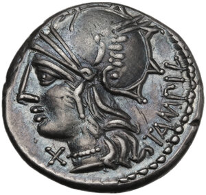 obverse: M. Baebius Q. f. Tampilus.. AR Denarius, 137 BC