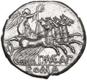 reverse: P. Maenius Antiaticus M. f. . AR Denarius, 132 BC
