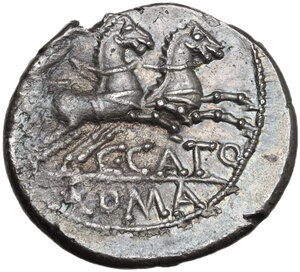 reverse: C. Cato. AR Denarius, 123 BC