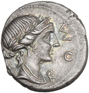 obverse: Mn. Aemilius Lepidus..  AR Denarius, 114 or 113 BC