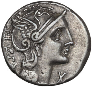 obverse: P. Laeca.. AR Denarius, c. 110-109 B.C