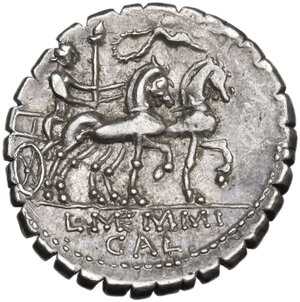 reverse: L. Memmius Galeria.. AR Denarius serratus, 106 BC