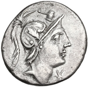 obverse: C. Poblicius Malleolus, A. Postumius Sp. f. Albinus and L. Metellus.. AR Denarius, 96 BC