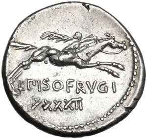 reverse: L. Calpurnius Piso Frugi.. AR Denarius. 90 BC. Rome mint
