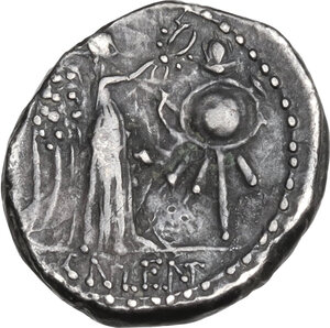 reverse: Cn. Lentulus Clodianus.. AR Quinarius, 88 BC