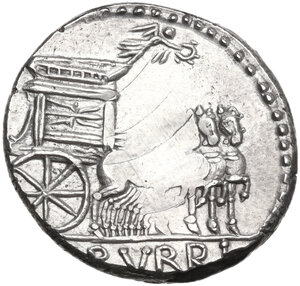 reverse: L. Rubrius Dossenus. AR Denarius, Rome mint 87 BC
