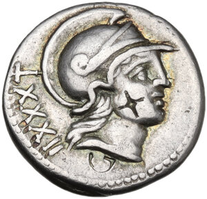 obverse: P. Satrienus. AR Denarius, Rome mint, 77 BC