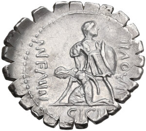 reverse: Mn. Aquillius. AR Denarius serratus, Rome mint, 71 BC