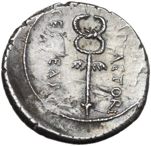 reverse: M. Plaetorius M. f. Cestianus.. AR Denarius, 69 BC