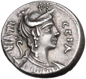 obverse: C. Hosidius C.f. Geta.. AR Denarius, 68 BC