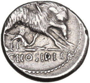 reverse: C. Hosidius C.f. Geta.. AR Denarius, 68 BC