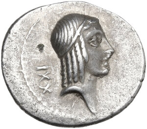 obverse: C. Calpurnius L.f. Frugi.. AR Denarius, 67 BC