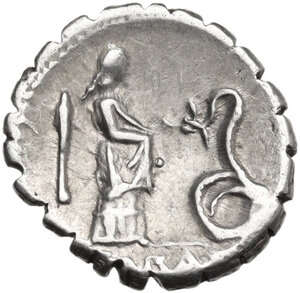 reverse: L. Roscius Fabatus.. AR Denarius serratus, 64 BC