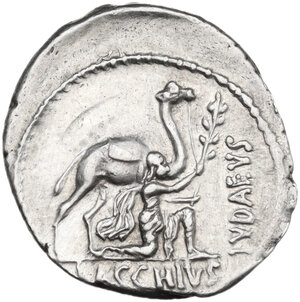 reverse: A. Plautius.. AR Denarius, 55 BC