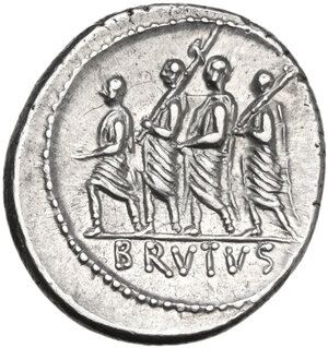 reverse: M. Iunius Brutus. AR Denarius, Rome mint, 54 BC