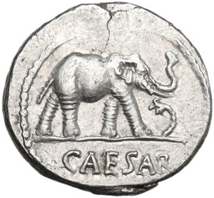 obverse: Julius Caesar.. AR Denarius, mint moving with Caesar, 49-48 BC