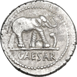 obverse: Julius Caesar. AR Denarius, mint moving with Caesar, 49-48 BC