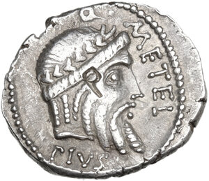 obverse: Q. Caecilius Metellus Pius Scipio.. AR Denarius, 47-46 BC. Africa