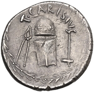reverse: T. Carisius. AR Denarius, Rome mint, 46 BC