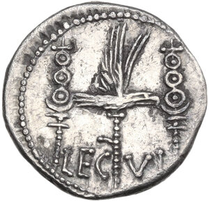 reverse: Mark Antony. AR Denarius, 32-31 BC