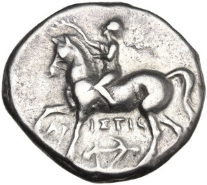 obverse: Southern Apulia, Tarentum. AR Nomos, c. 272-240 BC. Aristis, magistrate