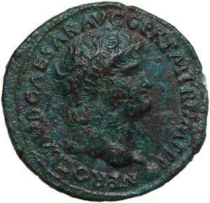 obverse: Nero (54-68). AE As, Lugdunum mint, 65 AD