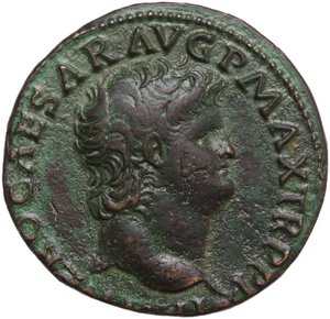 obverse: Nero (54-68).. AE As, Lugdunum mint, 66 AD