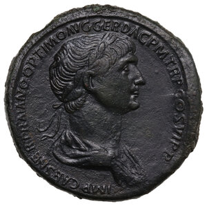 obverse: Trajan (98-117 AD).. AE Sestertius. Rome mint. Struck late AD 114-early 116