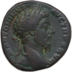 obverse: Marcus Aurelius (161-180).. AE Sestertius, 173 AD
