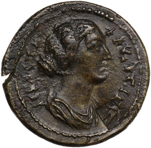 obverse: Faustina Junior, wife of Marcus Aurelius (died 176 AD.).. AE 25.5 mm. Tebai mint (Caria)