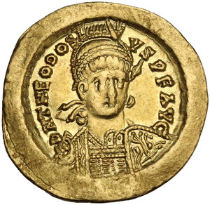 obverse: Theodosius II (402-450).. AV Solidus. Struck 441-450 AD. Constantinople mint