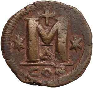 reverse: Anastasius I (491-518).. AE Follis. Constantinople mint, 498-518 AD