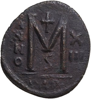 reverse: Justinian I (527-565).. AE Follis, Carthage mint