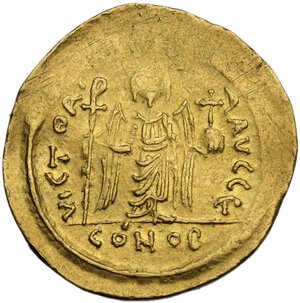 reverse: Maurice Tiberius (582-602).. AV Solidus, Constantinople mint