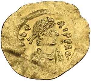 obverse: Maurice Tiberius (582-602).. AV Tremissis, Constantinople mint