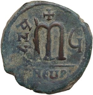 reverse: Maurice Tiberius (582-602).. AE Follis. Theoupolis (Antioch) mint. Dated RY 6 (587/8)