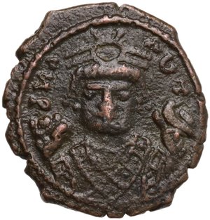 obverse: Maurice Tiberius (582-602).. AE (imitative?) Decanummium. Uncertain mint