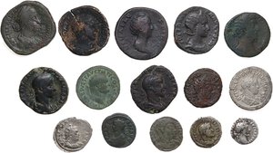 obverse: The Roman Empire.. Multiple lot of fifteen (15) unclassified AR/BI/AE coins
