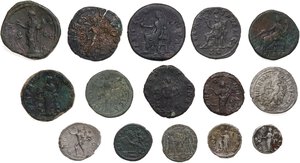 reverse: The Roman Empire.. Multiple lot of fifteen (15) unclassified AR/BI/AE coins