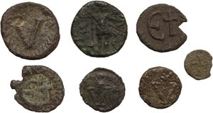 reverse: Barbaric, Migration Period and Byzantine.. Multiple lot of seven (7) unclassified AE coins
