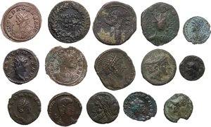 obverse: Miscellaneous from ancient world. . Multiple lot of fifteen (15) BI/AE unclassified coins