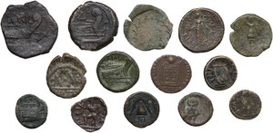 reverse: Miscellaneous from ancient world. . Multiple lot of fourteen (14) AE unclassified coins