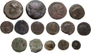 obverse: Miscellaneous from ancient world. . Multiple lot of fifteen (15) BI/AE unclassified coins