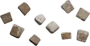 reverse: Leads from Ancient World.. Multiple lot of ten (10) Sardo-Punic lead weights with marks of value