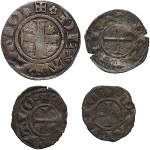 obverse: Arezzo. Lotto di quattro (4) monete: 3 denari e 1 grosso (falso)
