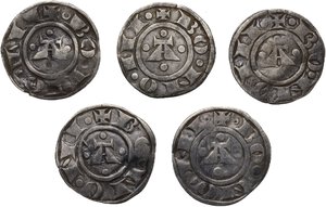 obverse: Bologna.  Repubblica a nome di Enrico VI di Svevia Imperatore (1191-1337).. Lotto di cinque (5) bolognini da classificare