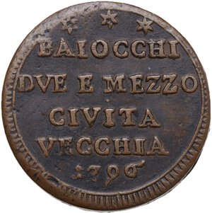 reverse: Civitavecchia.  Pio VI (1775-1799), Giovanni Angelo Braschi. Sampietrino da due baiocchi e mezzo 1796